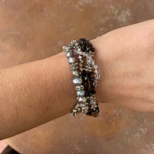 Beautiful handmade beaded silver bracelet